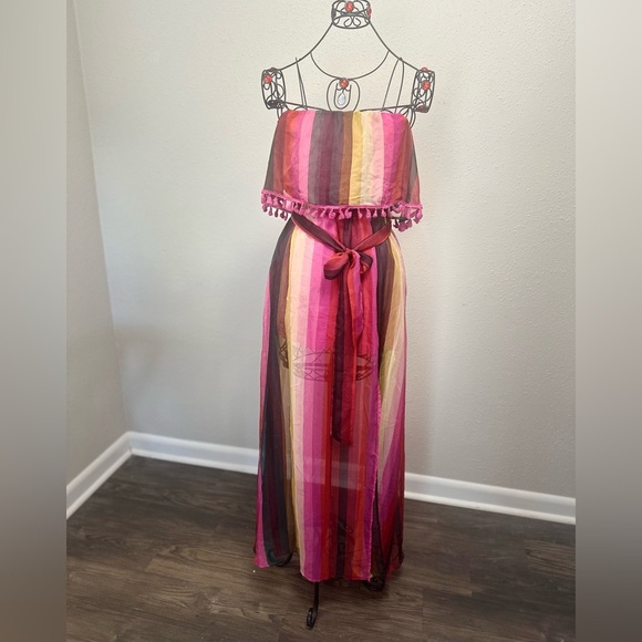 Aakaa Dresses & Skirts - Aakaa Strapless Pink and Orange Sundress Resort Wear